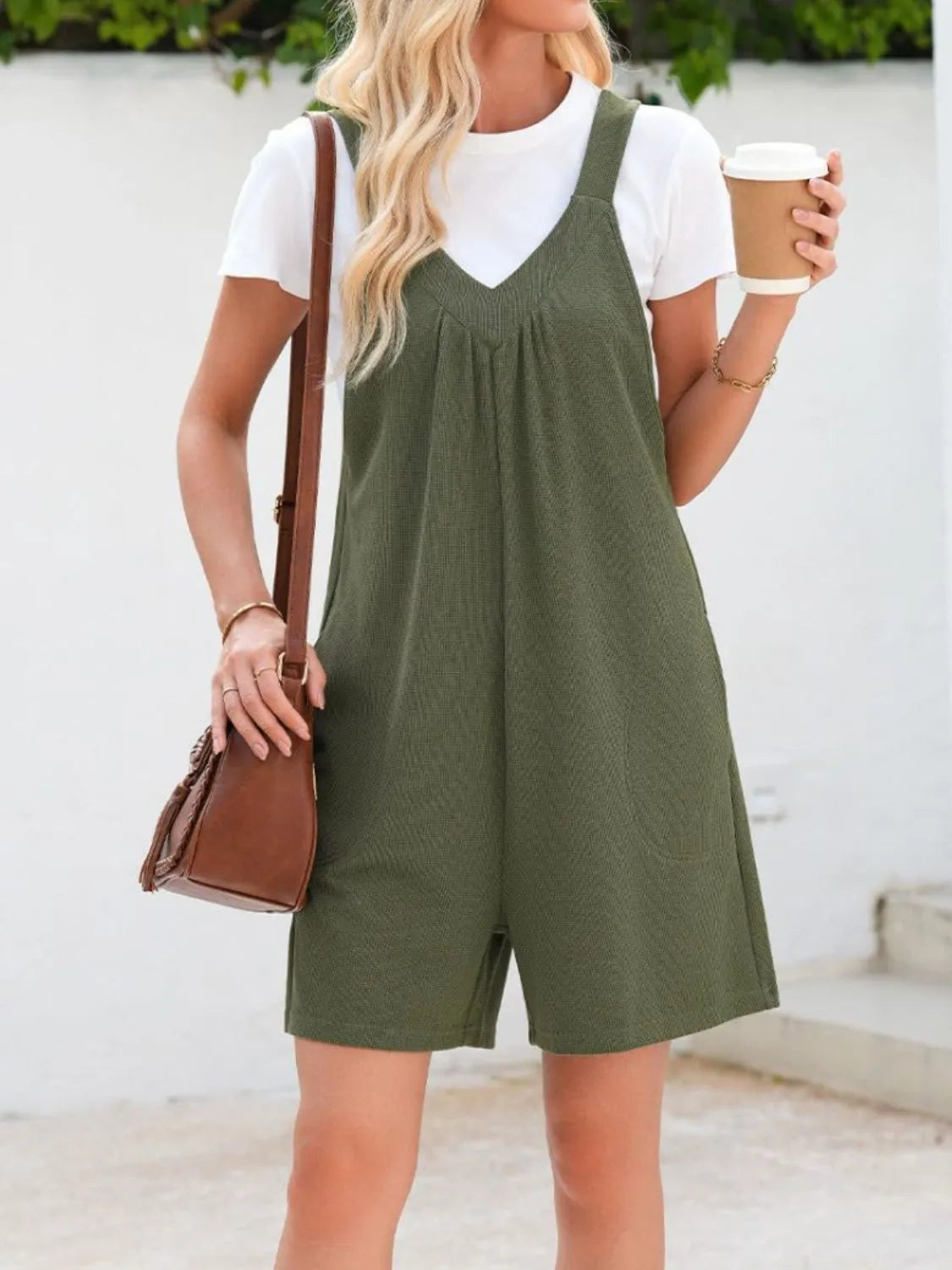 V-Neck Wide Strap Romper - Tigbul's Variety Fashion Shop