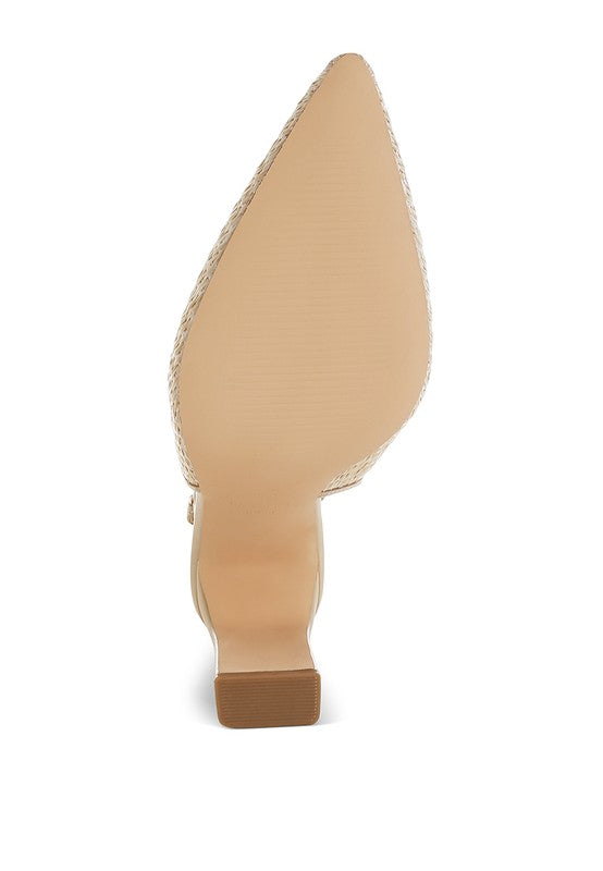 Alzbeta Raffia Pointy Toe Slingback Pumps - Tigbul's Variety Fashion Shop