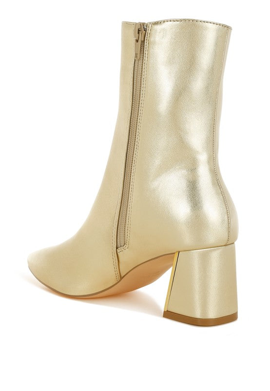 Kaira Metallic Accent Heel High Ankle Boots - Tigbul's Variety Fashion Shop
