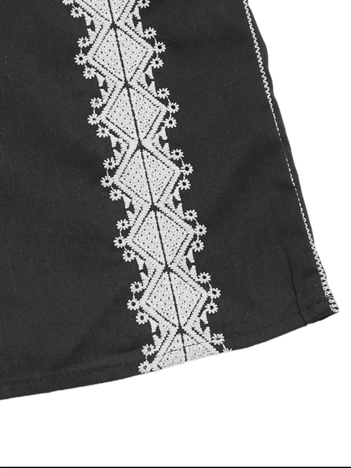 Black Tassel Tied Embroidered Tank - Tigbul's Variety Fashion Shop