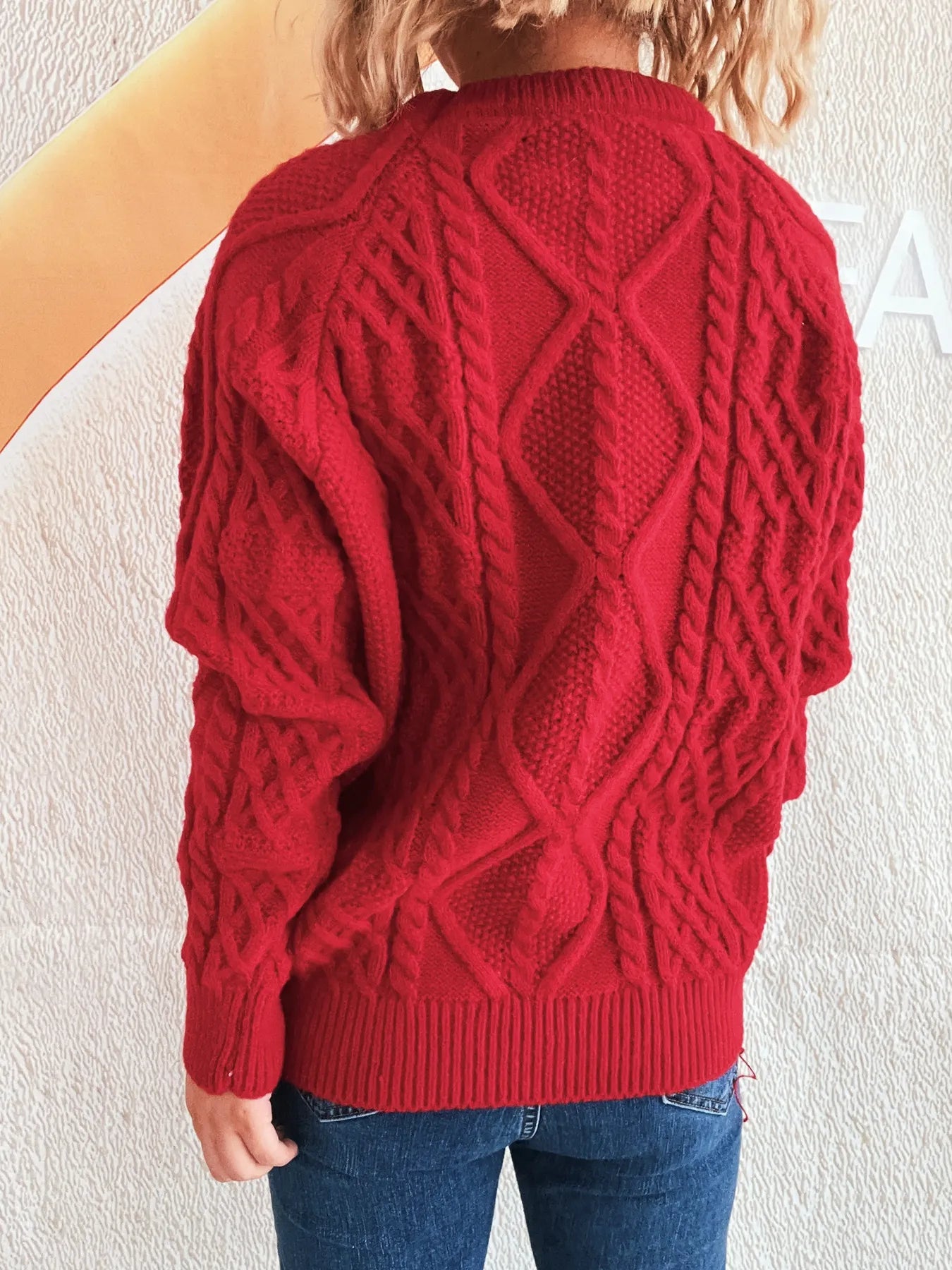 Cable Knit Long Sleeve Sweater - Tigbul's Variety Fashion Shop