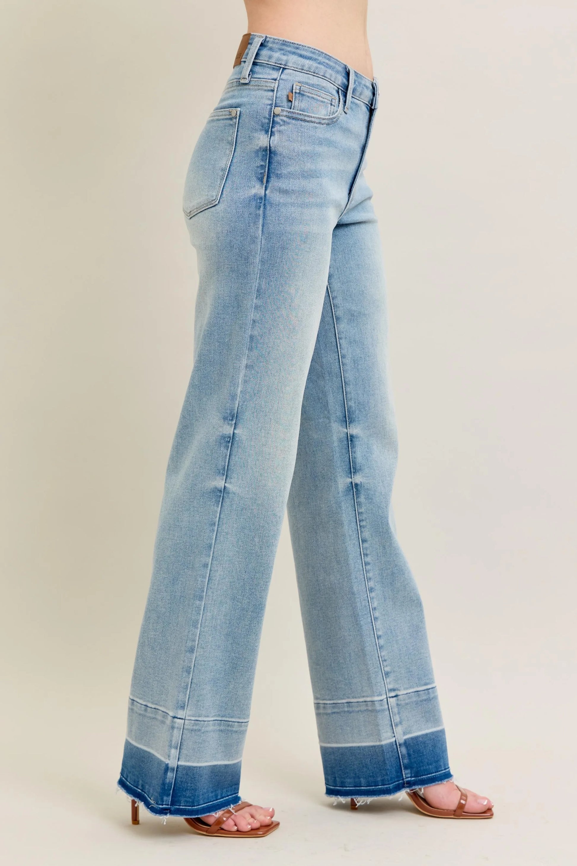 Judy Blue Full Size Mr Release Hem Wide Leg Jeans Plus Size - Tigbul's Variety Fashion Shop