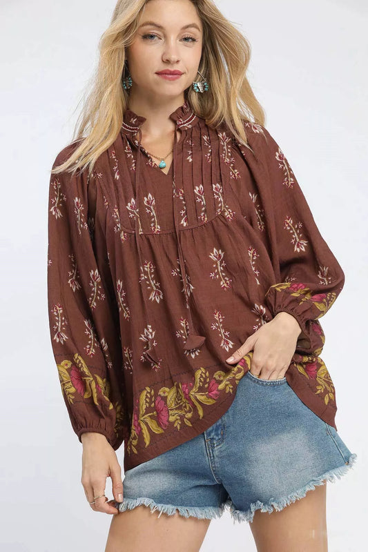Floral Boho Peasant Blouse - Tigbul's Variety Fashion Shop