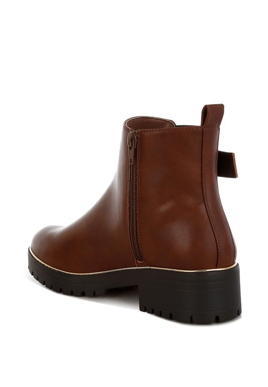 Antorin Chunky Buckle Detail Ankle Boots - Tigbul's Variety Fashion Shop