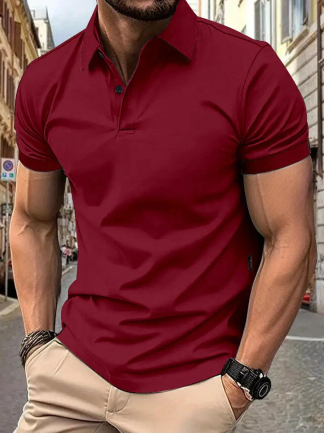 Men's Full Size Button Detail Short Sleeve Polo Plus Size - Tigbul's Variety Fashion Shop