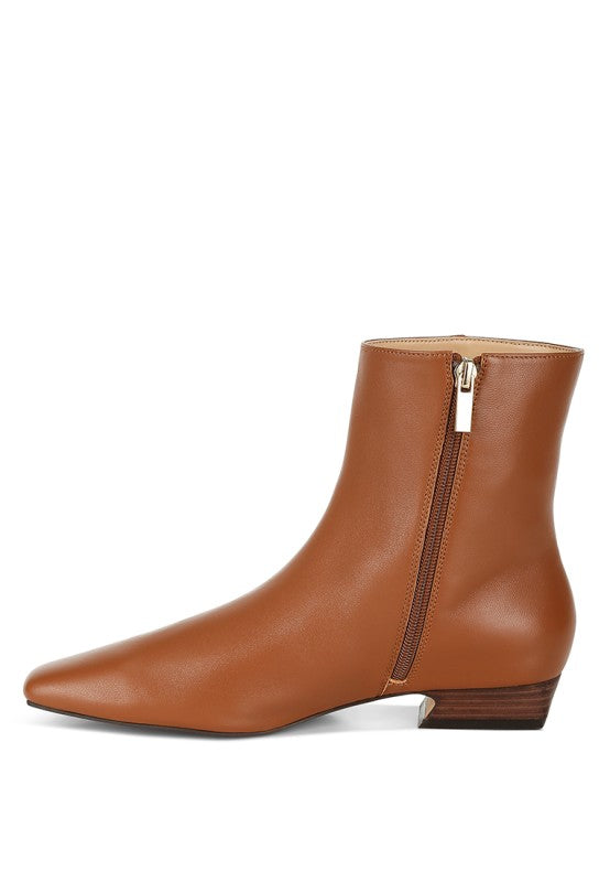 Obita Flared Heel Genuine Leather Boots - Tigbul's Variety Fashion Shop