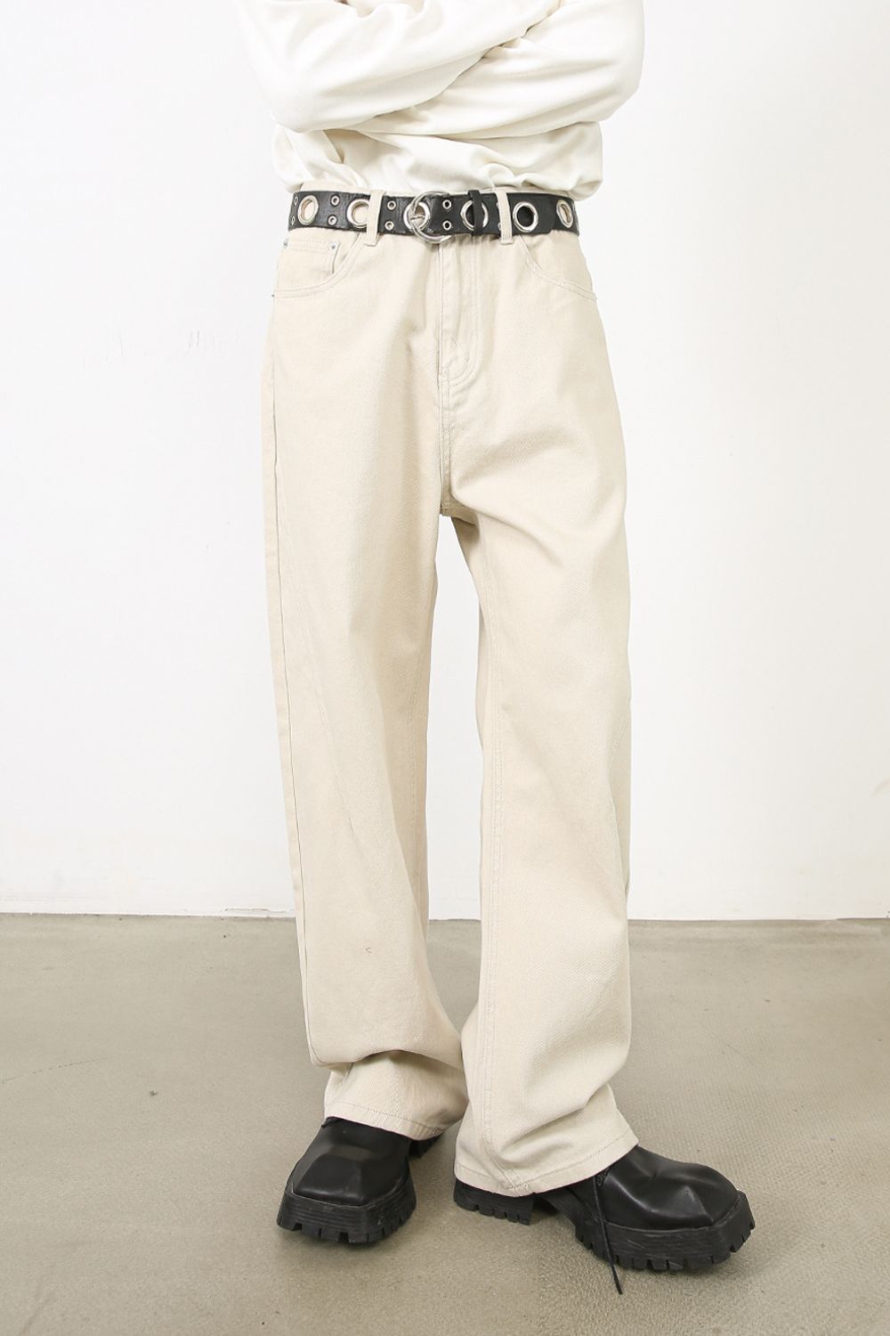 Men's Baggy Beige Jeans with Pockets - Tigbul's Variety Fashion Shop