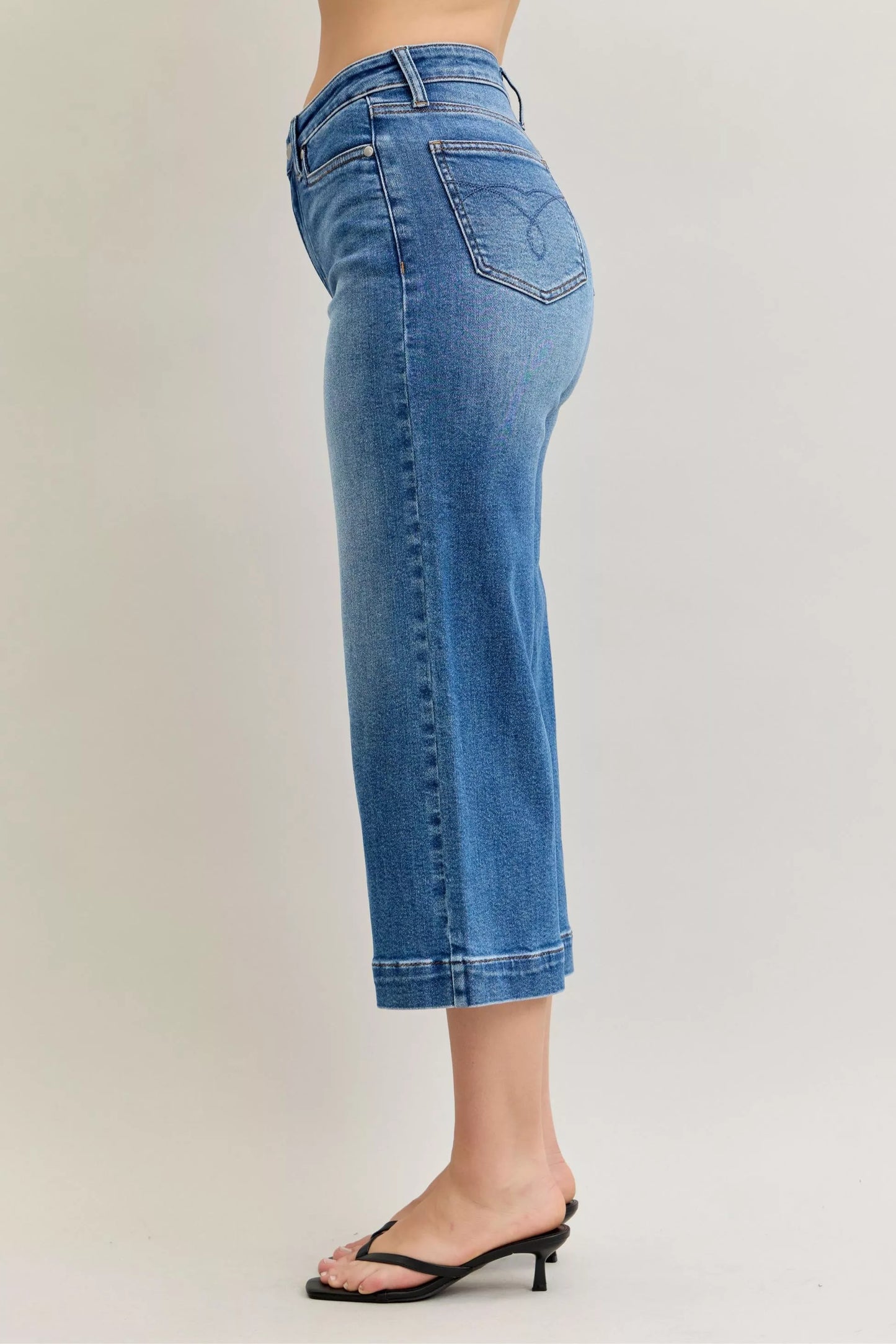 Judy Blue Mid Rise Crop Wide Leg Jeans - Tigbul's Variety Fashion Shop