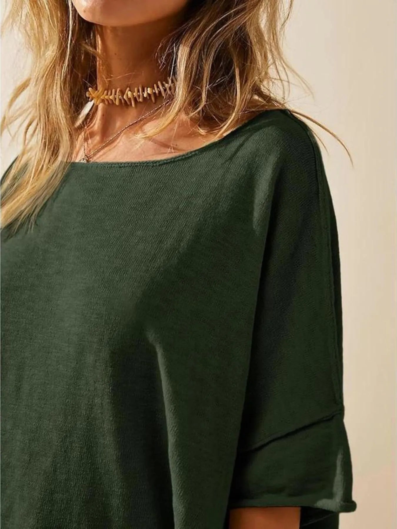 Oversized Round Neck Drop-Shoulder T-Shirt - Tigbul's Variety Fashion Shop