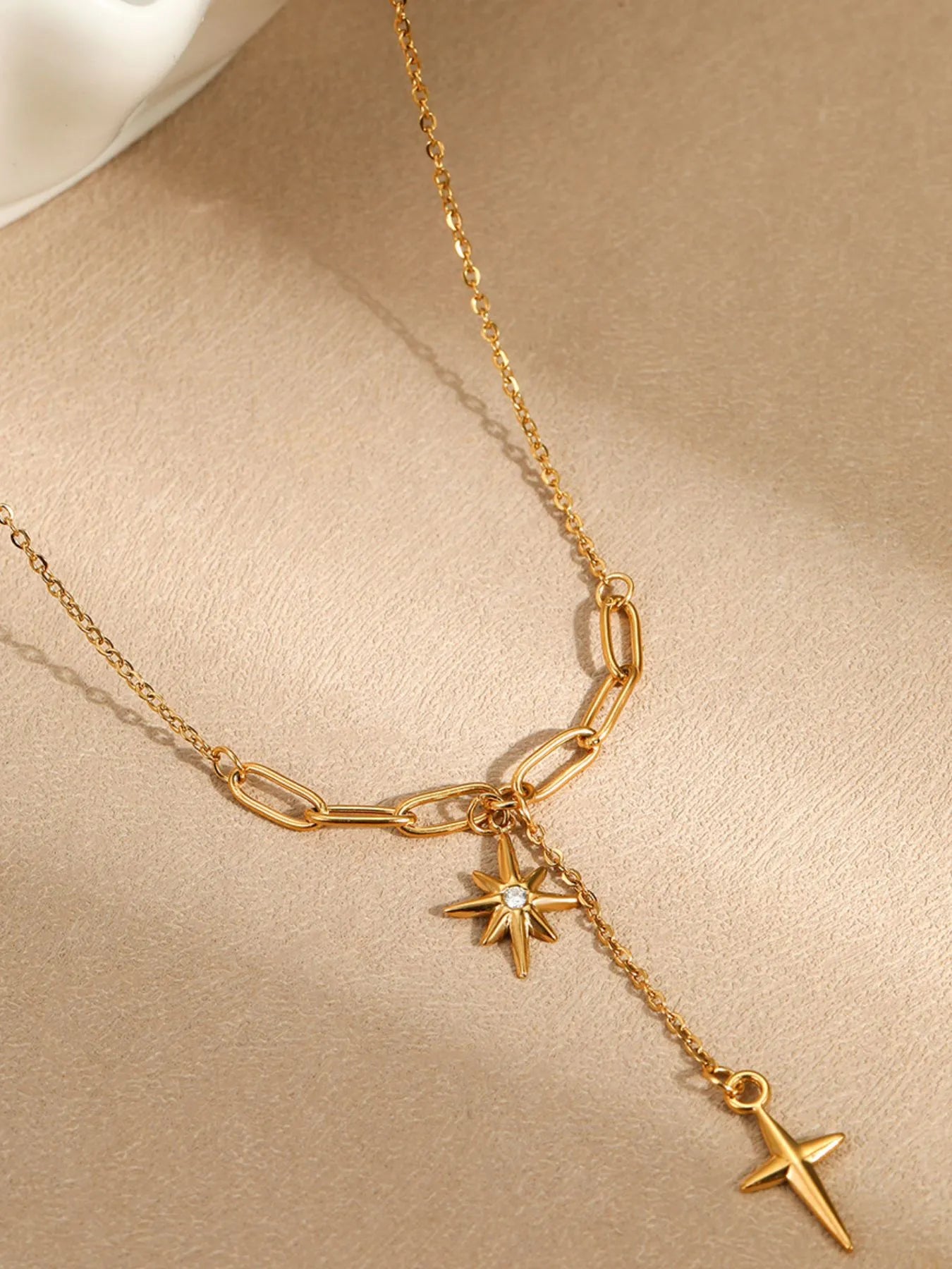 18K Gold-Plated Star Cross Pendant Necklace - Tigbul's Variety Fashion Shop