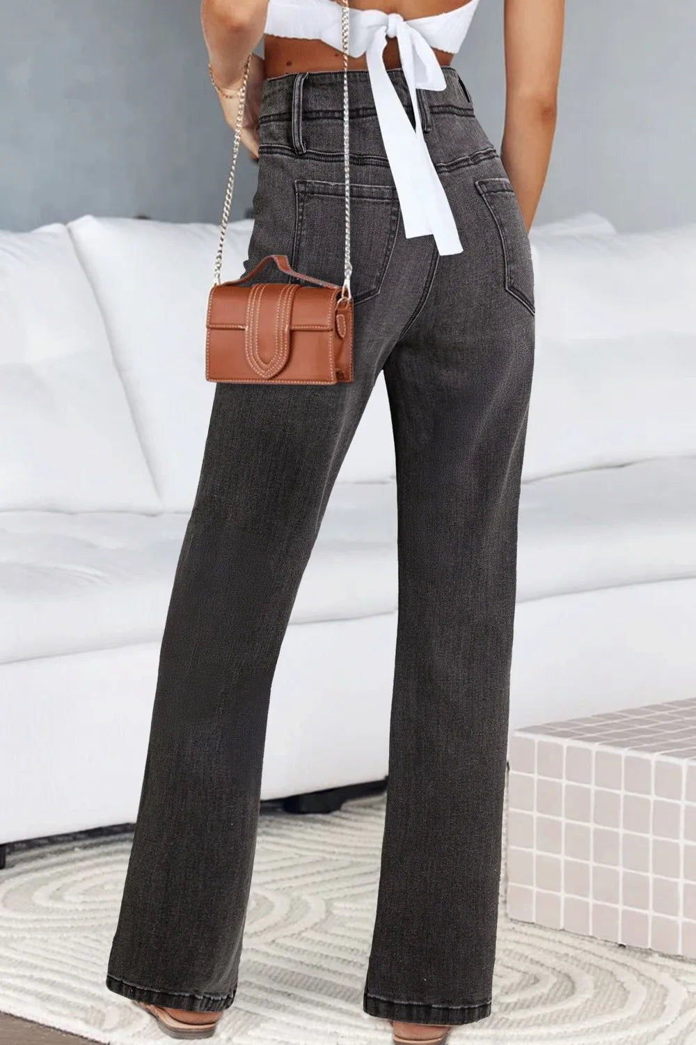 High-Waisted Wide-Leg Vintage Wash Jeans - Tigbul's Variety Fashion Shop