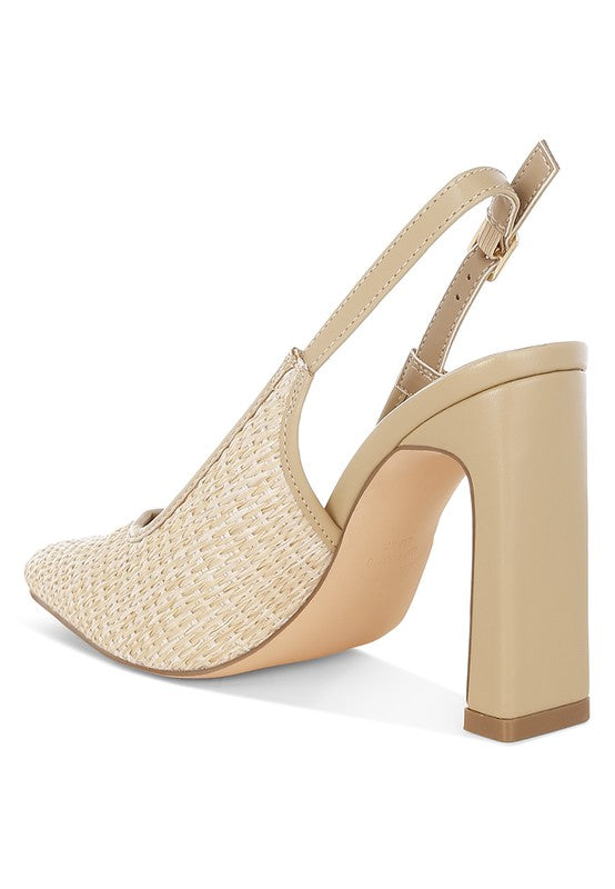 Alzbeta Raffia Pointy Toe Slingback Pumps - Tigbul's Variety Fashion Shop