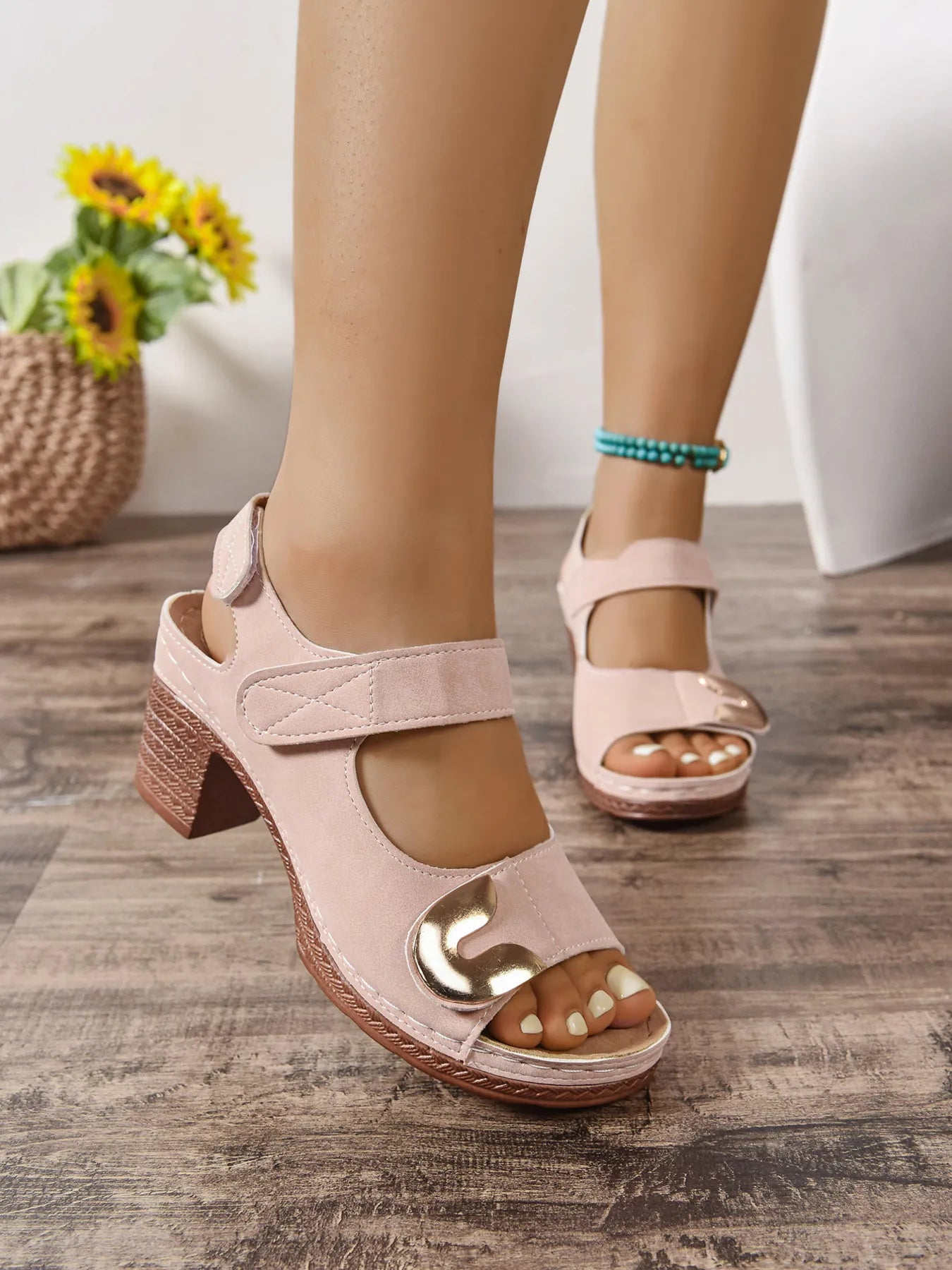 Open Toe Block Heel Sandals - Tigbul's Variety Fashion Shop