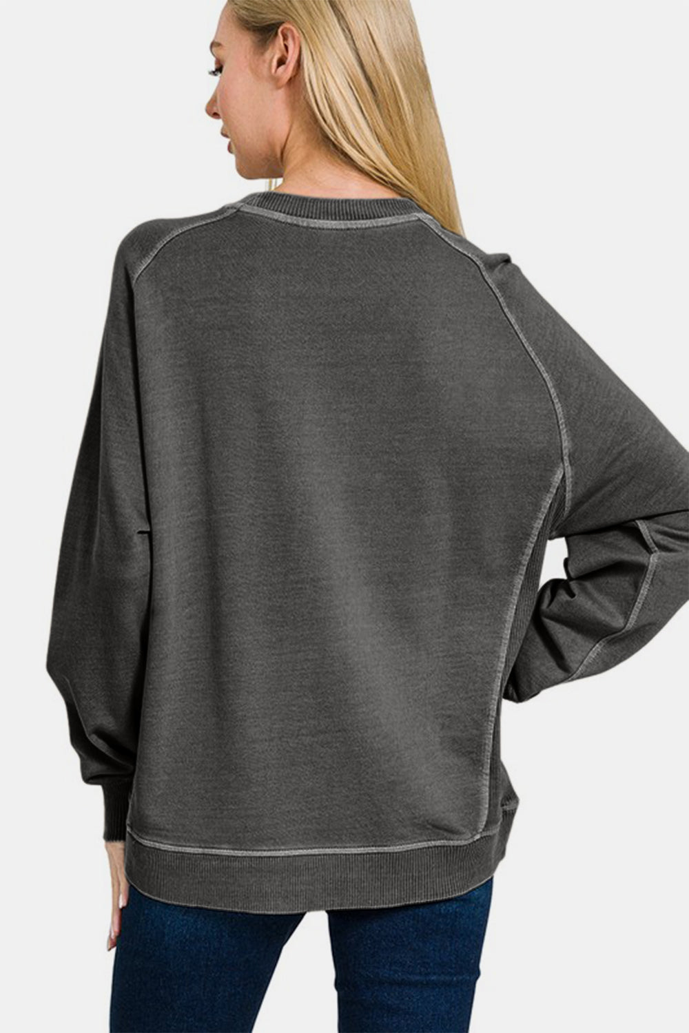 Black Pigment Dyed French Terry Sweatshirt - Tigbul's Variety Fashion Shop
