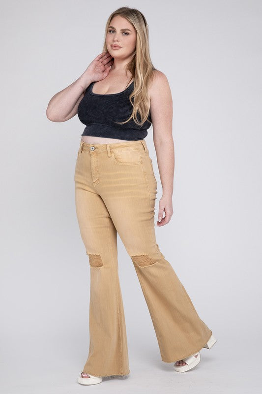 Plus Size High Rise Flare Jeans - Tigbul's Variety Fashion Shop
