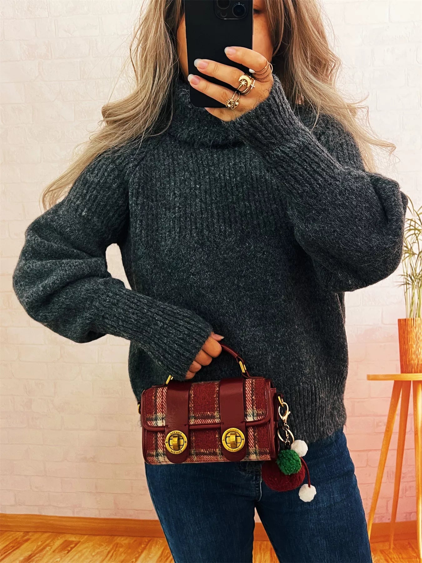 Ribbed Turtleneck Long Sleeve Sweater - Tigbul's Variety Fashion Shop