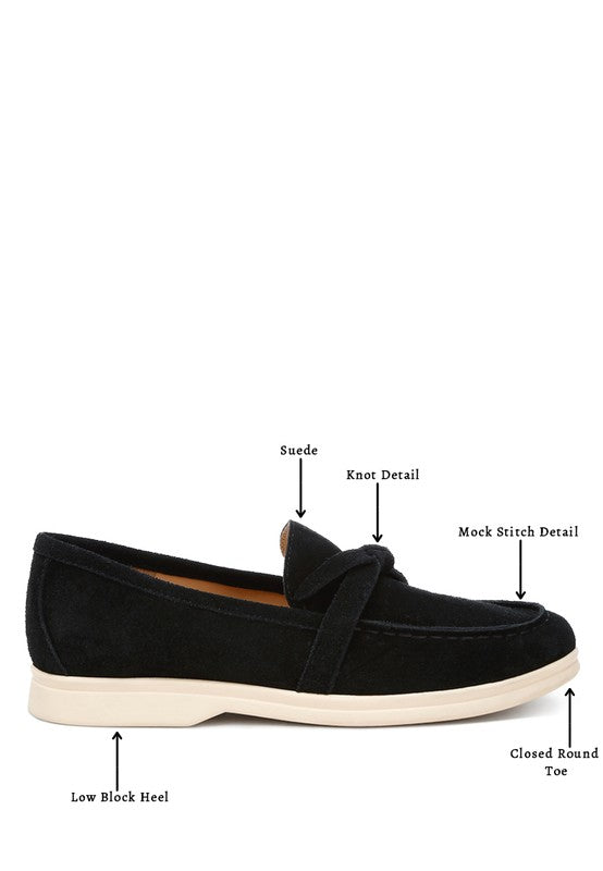 Nautica Genuine Suede Knot Detailed Loafers - Tigbul's Variety Fashion Shop
