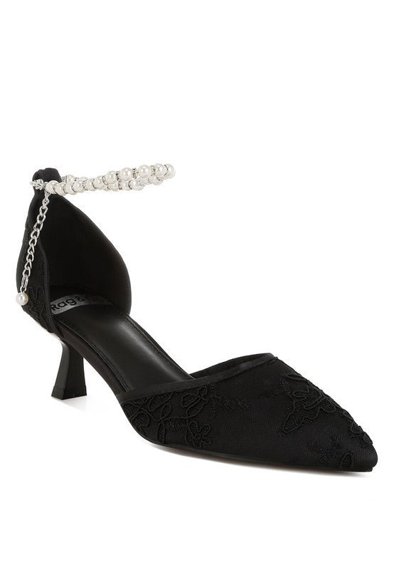 Laika Lace Kitten Heel Sandals - Tigbul's Variety Fashion Shop