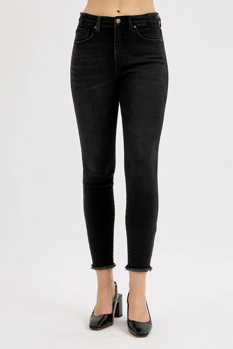 RISEN Full Size Tummy Control High Rise Adjustable Waist Skinny Jeans Plus Size - Tigbul's Variety Fashion Shop