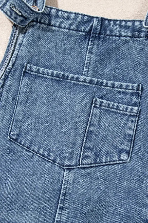 Distressed Bib Pocket Wide Leg Denim Overalls - Tigbul's Variety Fashion Shop