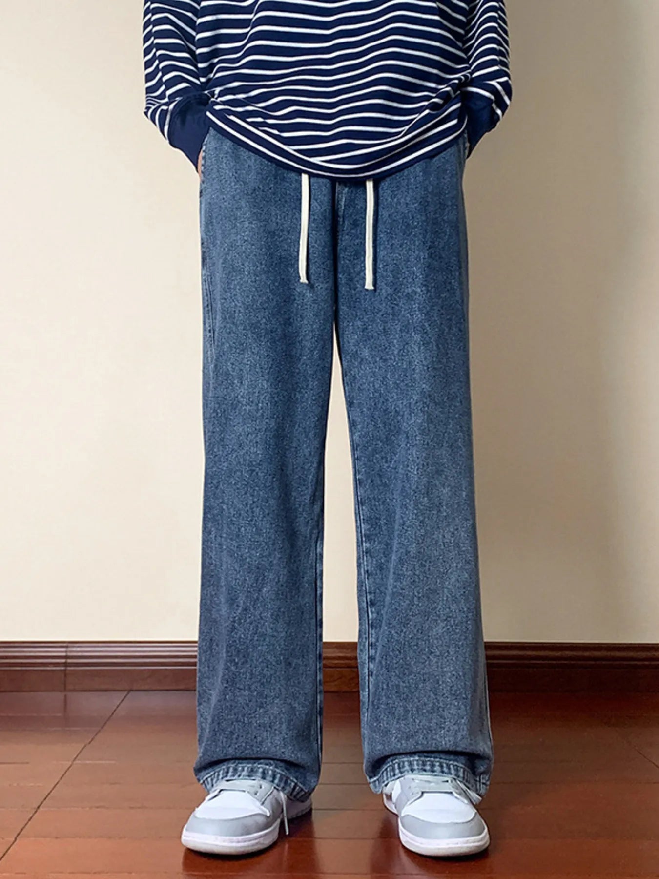 Men's Full Size Drawstring Wide Leg Jeans Plus Size - Tigbul's Variety Fashion Shop