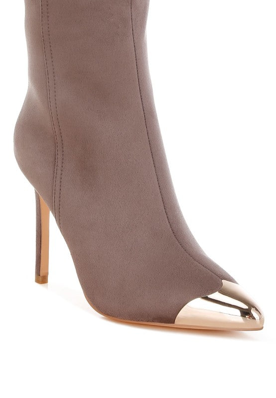 Ridda Metallic Cap Toe Denim Boots - Tigbul's Variety Fashion Shop