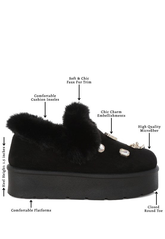 Zeta Charm Detail Slip On Snow Boots - Tigbul's Variety Fashion Shop