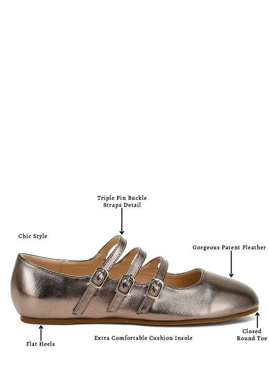 Macarina Triple Strap Mary Jane Ballerinas - Tigbul's Variety Fashion Shop
