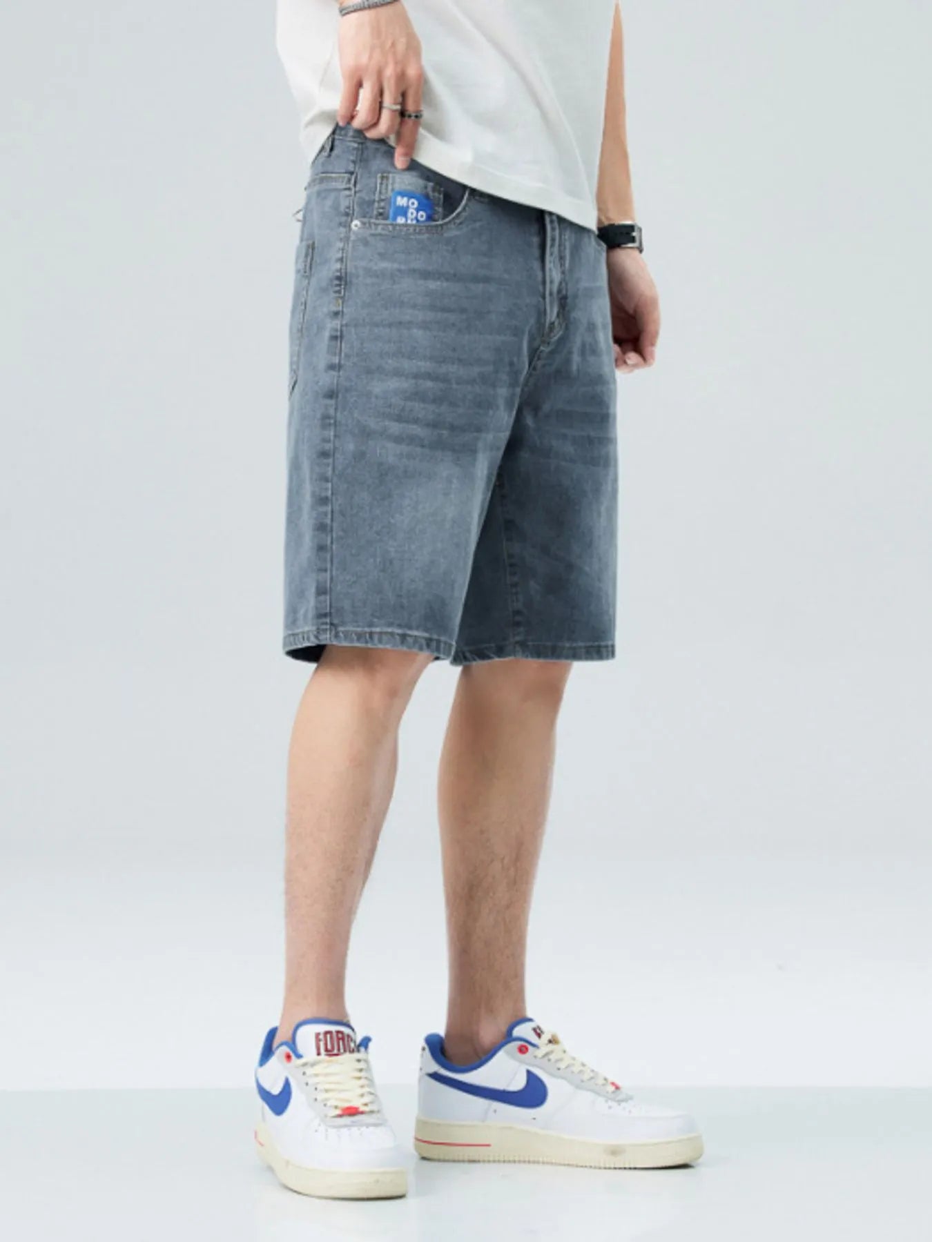 Men's Washed Denim Shorts with Pockets - Tigbul's Variety Fashion Shop