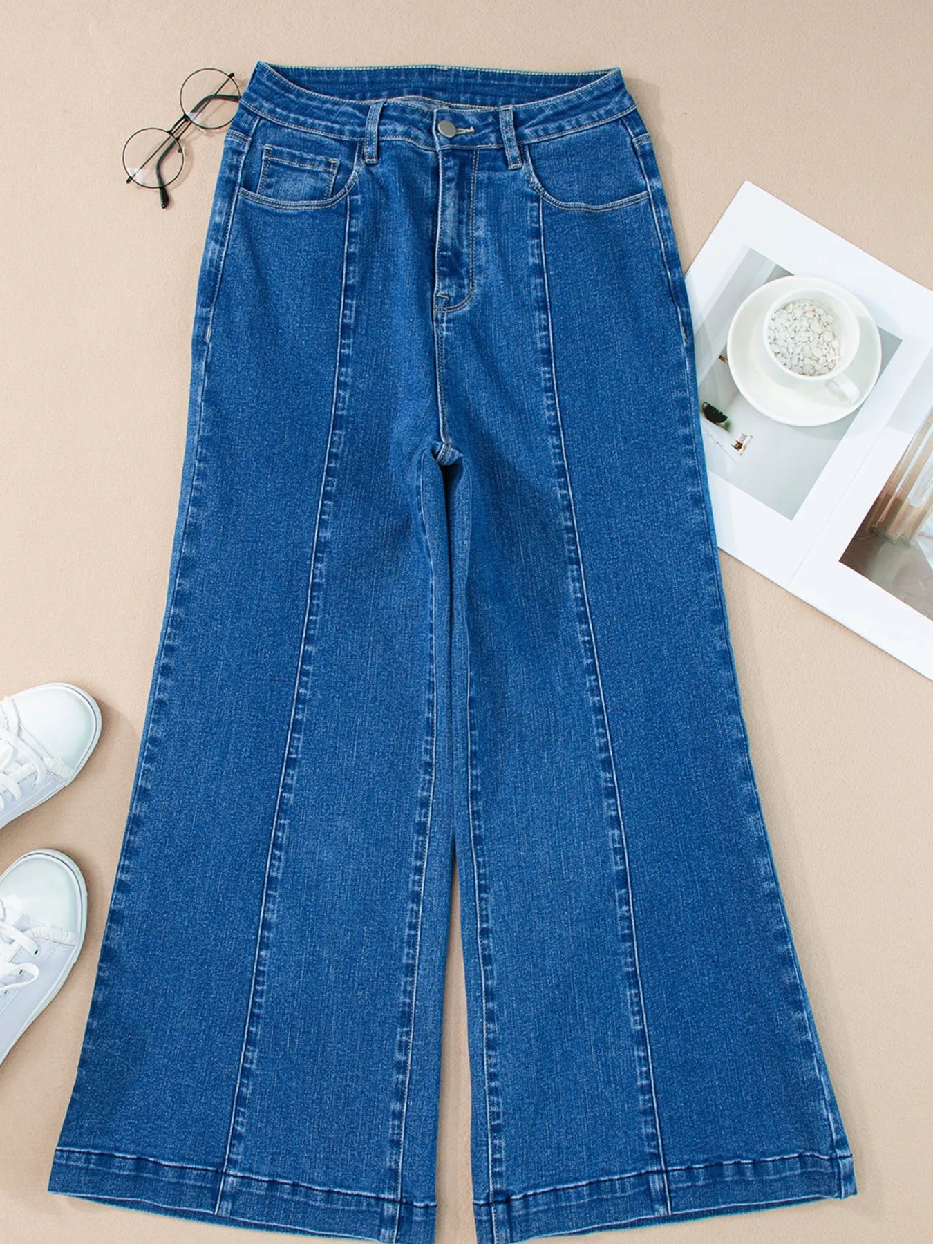 Seam Detail Flared Bottom Ankle Length Jeans - Tigbul's Variety Fashion Shop