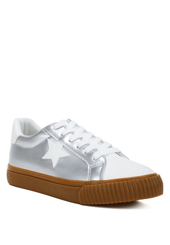 Jumping jacks Metallic Faux Leather Star Sneakers - Tigbul's Variety Fashion Shop