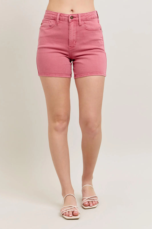 Judy Blue Pink Back Pkt Embroidery Shorts - Tigbul's Variety Fashion Shop