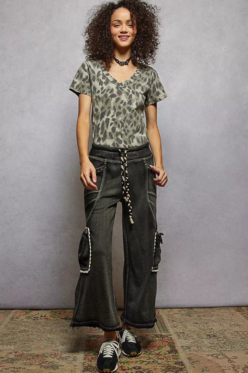 POL Printed V-Neck Short Sleeve T-Shirt - Tigbul's Variety Fashion Shop