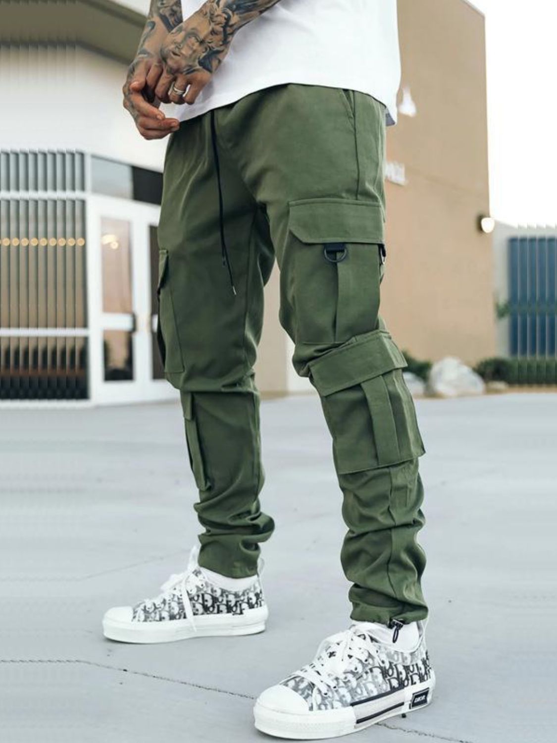 Men's Drawstring Pants with Cargo Pockets - Tigbul's Variety Fashion Shop