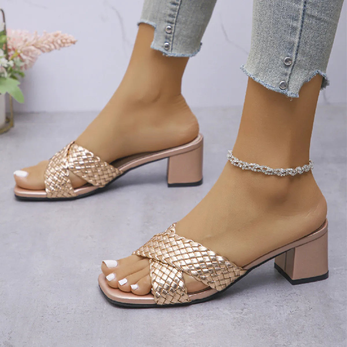 Crisscross Block Heels Sandals - Tigbul's Variety Fashion Shop
