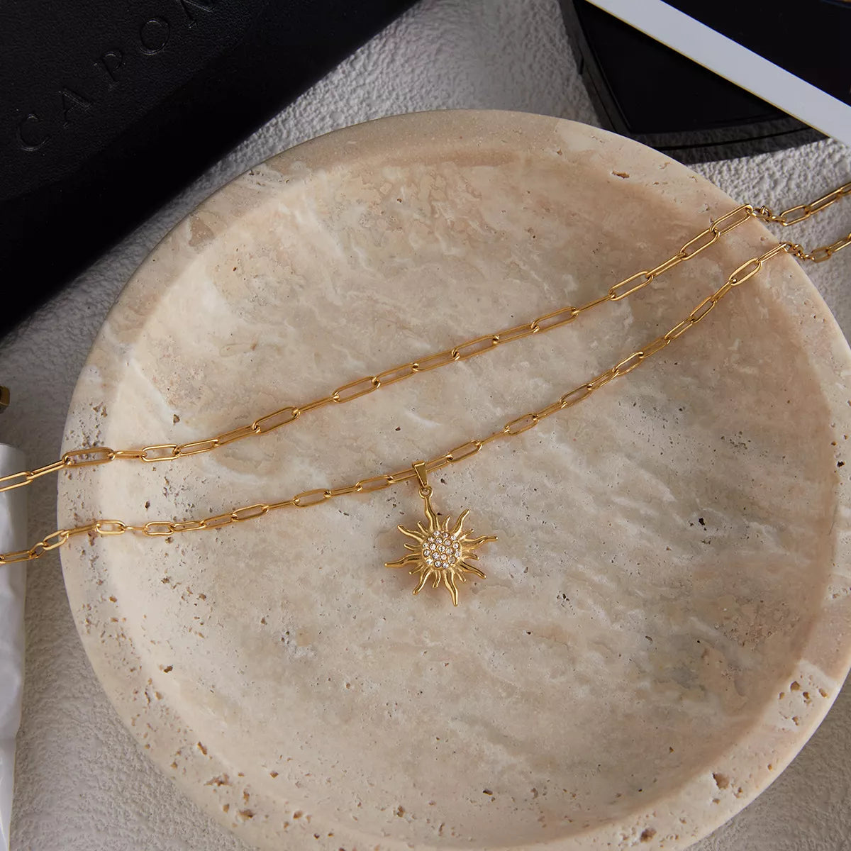 18K Gold-Plated Double Layered Pendant Necklace - Tigbuls