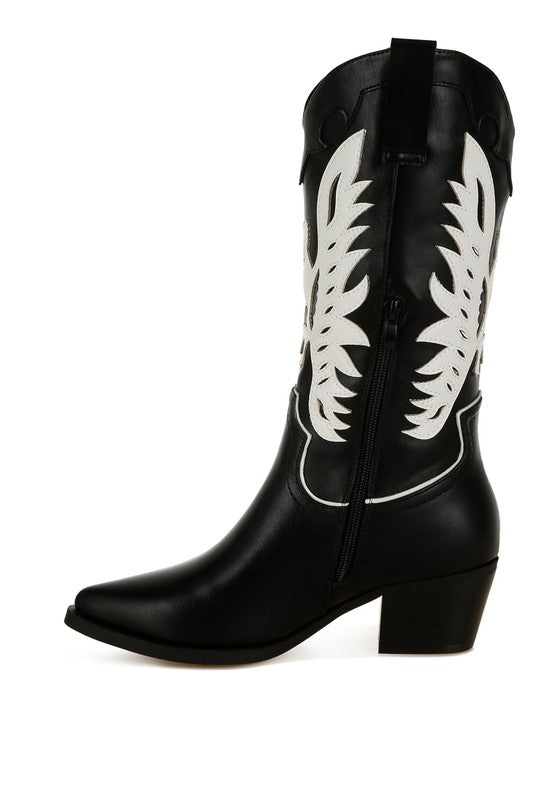 Thistle Winged Patchwork Cowboy Boots - Tigbul's Variety Fashion Shop