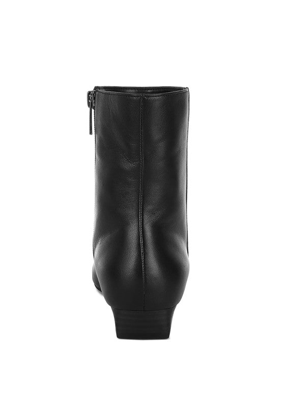 Obita Flared Heel Genuine Leather Boots - Tigbul's Variety Fashion Shop