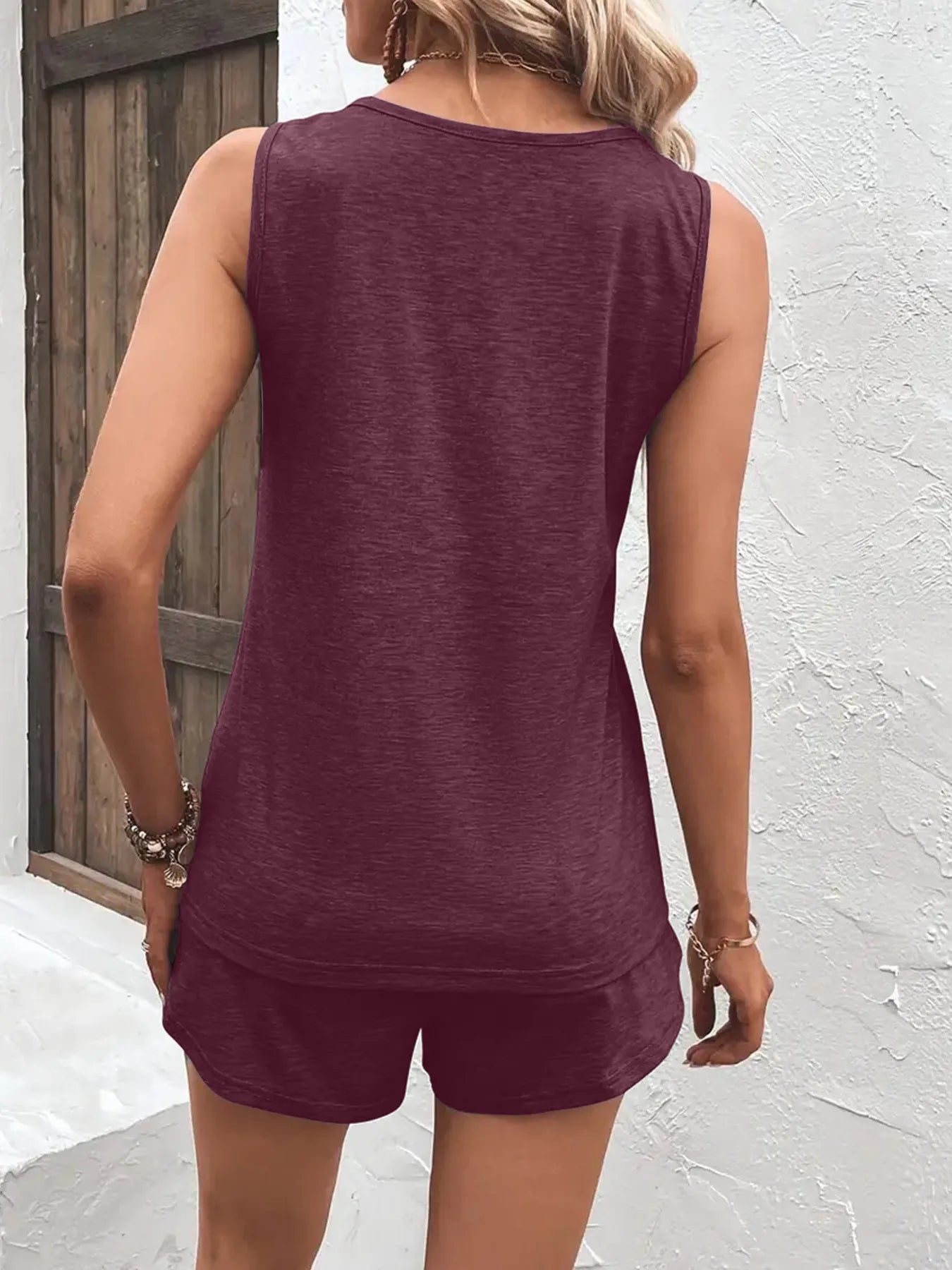 Casual Wide Strap Tank Top and Shorts Set - Tigbul's Variety Fashion Shop