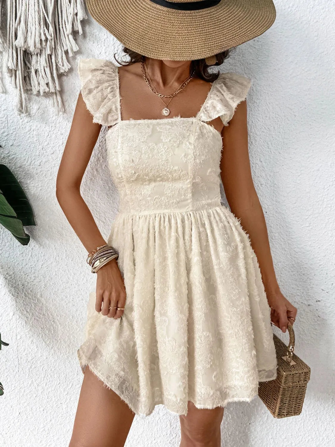 Cutout Cap Sleeve Mini Cami Dress - Tigbul's Variety Fashion Shop