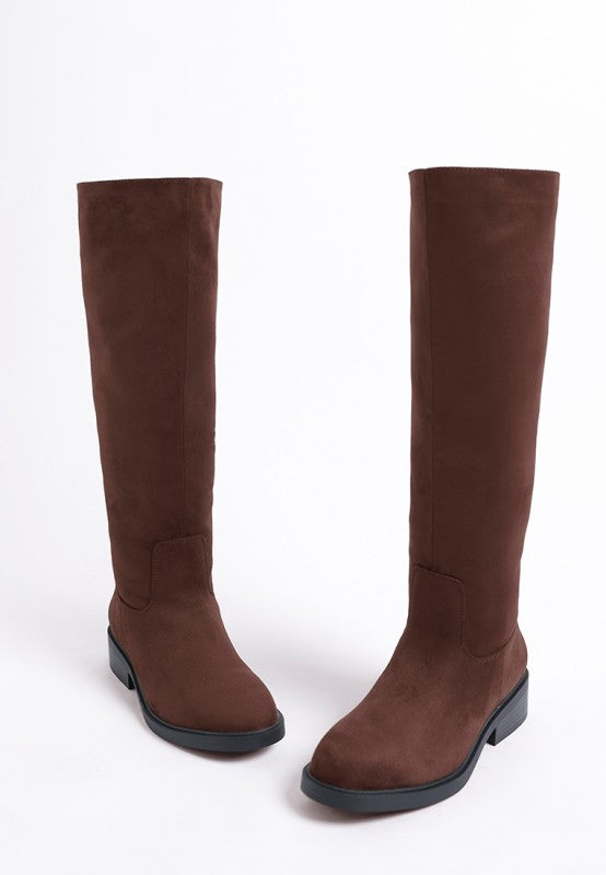 Chiru Round Toe Microfiber Calf Boots - Tigbul's Variety Fashion Shop