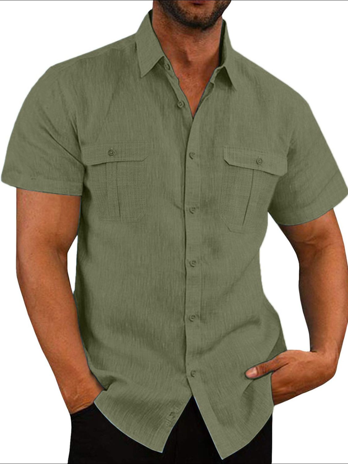 Men's Plus Size Collared Neck Short Sleeve Shirt - Tigbul's Variety Fashion Shop