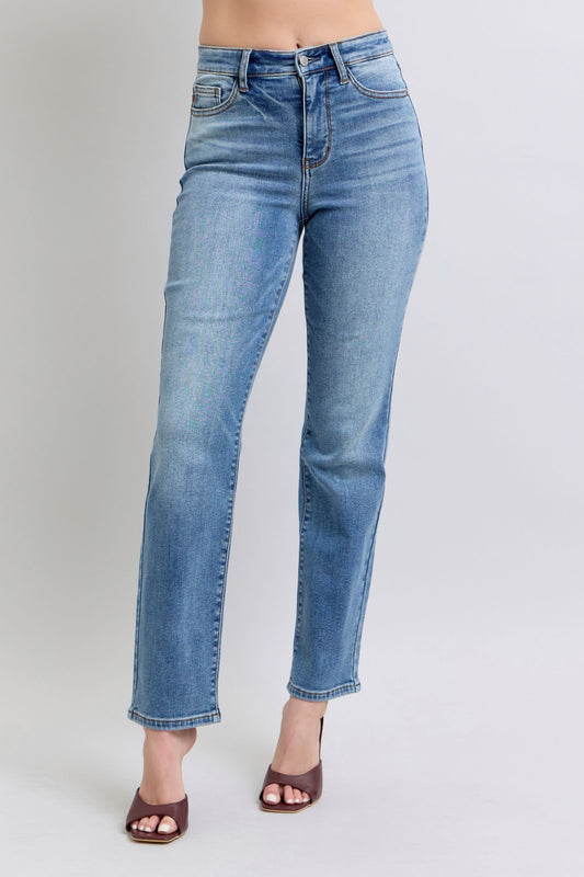Judy Blue Full Size Wash Thermal Straight Jeans with Pockets - Tigbul's Variety Fashion Shop