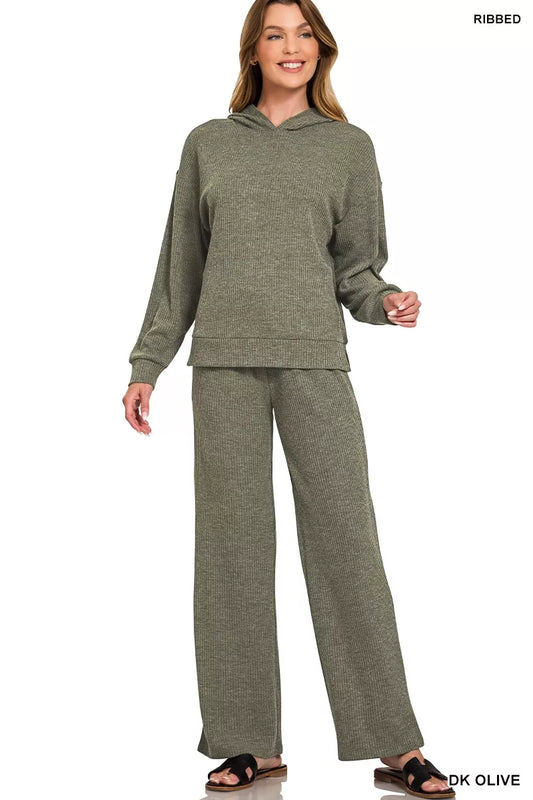 Zenana Ribbed Drawstring Lounge Pants - Tigbul's Variety Fashion Shop