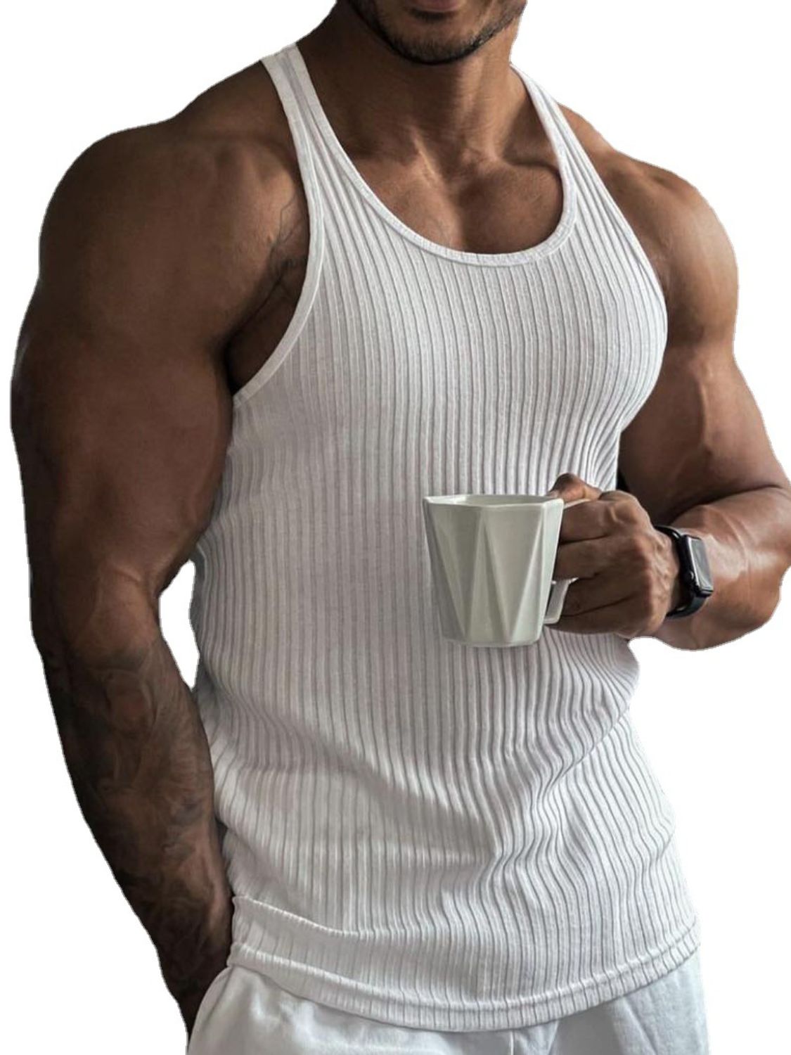 Men's Plus Size Round Neck Wide Strap Tank - Tigbul's Variety Fashion Shop