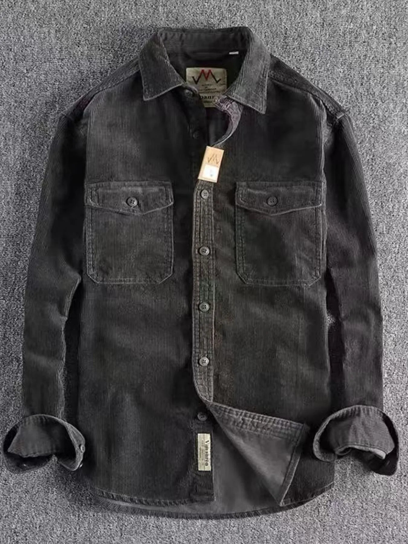 Men's Plus Size Corduroy Long Sleeve Button Up Shirt - Tigbul's Variety Fashion Shop