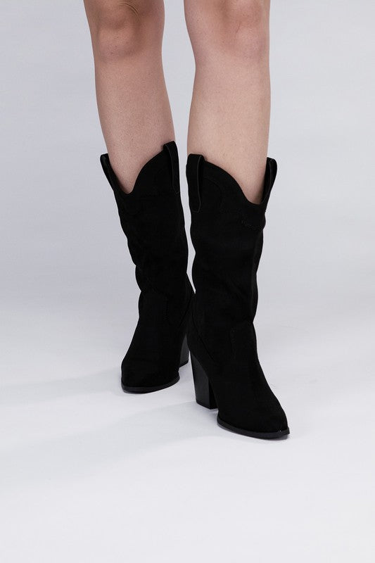Women's Mid-Calf Point Toe Western Boots - Tigbul's Variety Fashion Shop