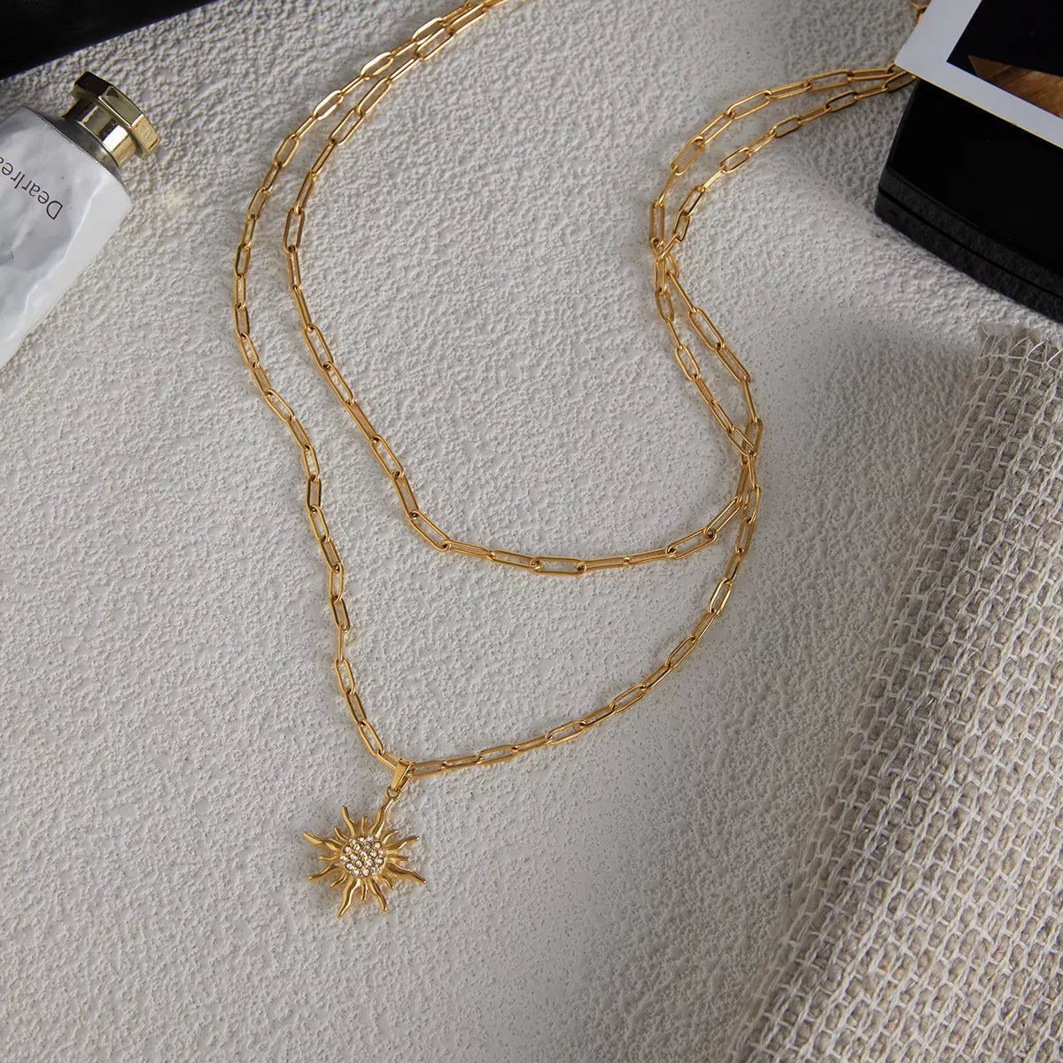 18K Gold-Plated Double Layered Pendant Necklace - Tigbuls