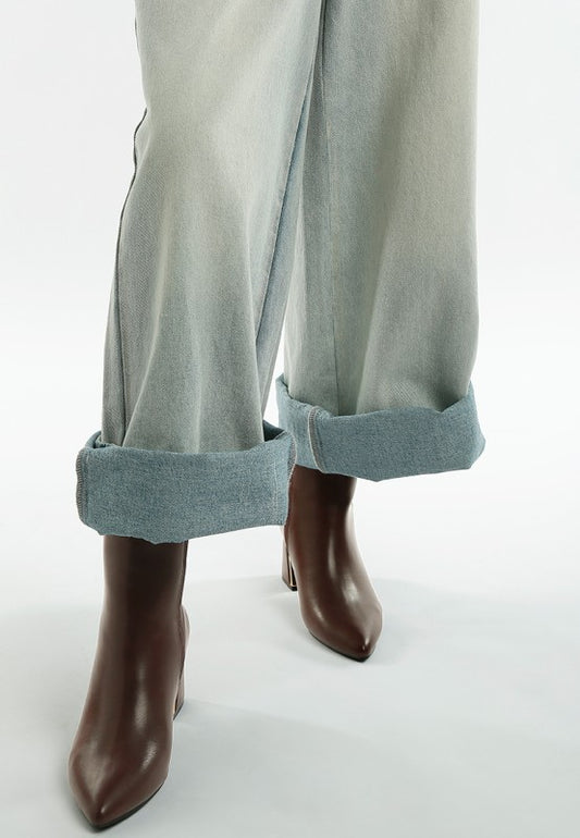 Kaira Metallic Accent Heel High Ankle Boots - Tigbul's Variety Fashion Shop