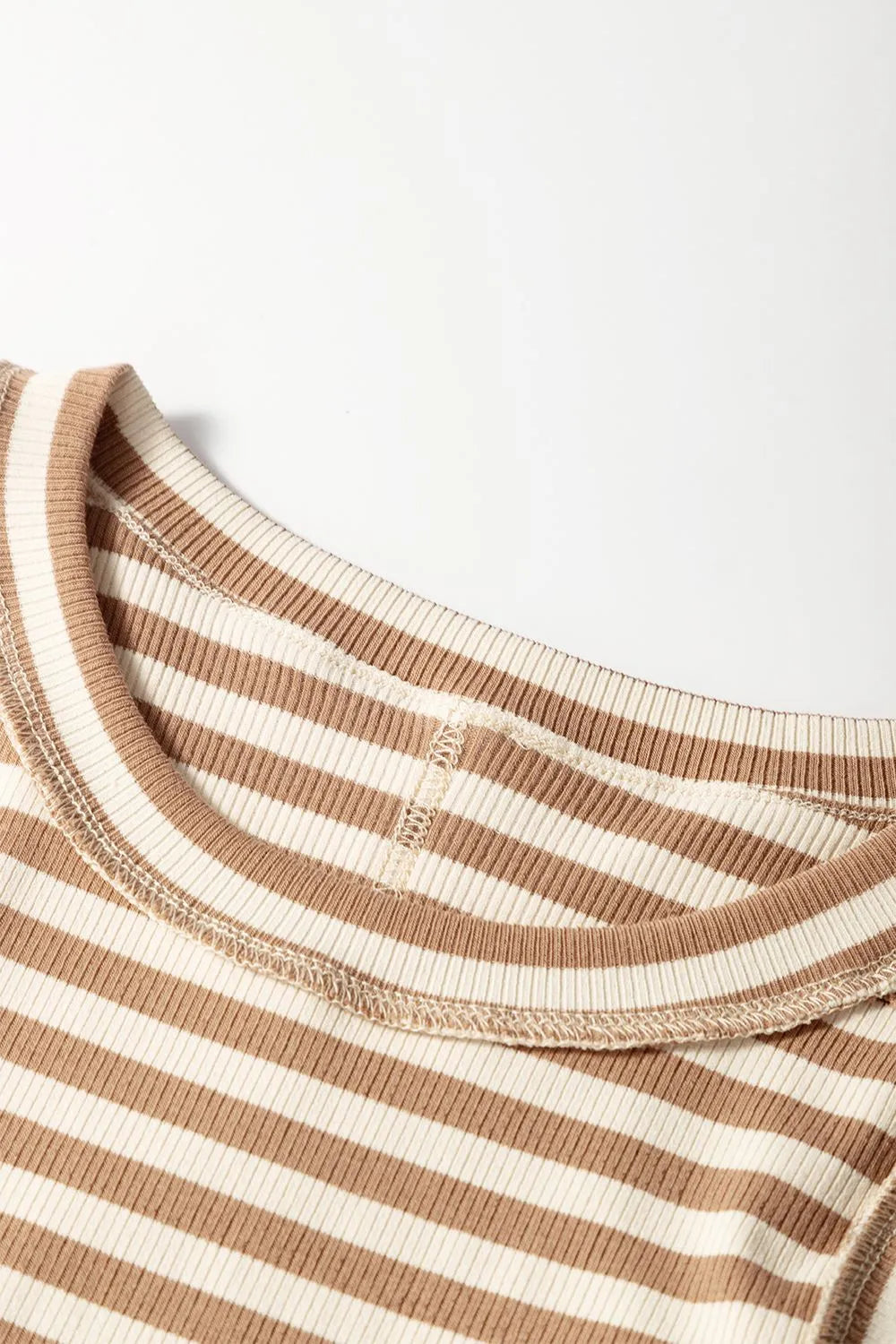 Stripe Exposed Seam Trim Round Neck Sleeveless Top - Tigbul's Variety Fashion Shop